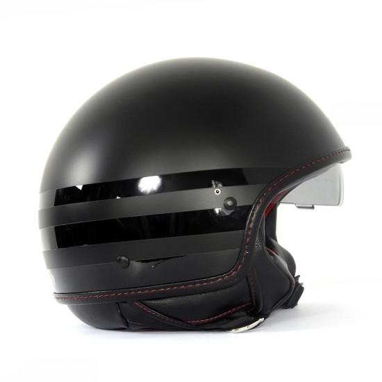 CASCO CAFE RACER NEGRO MATE Y VISERA INTERNA