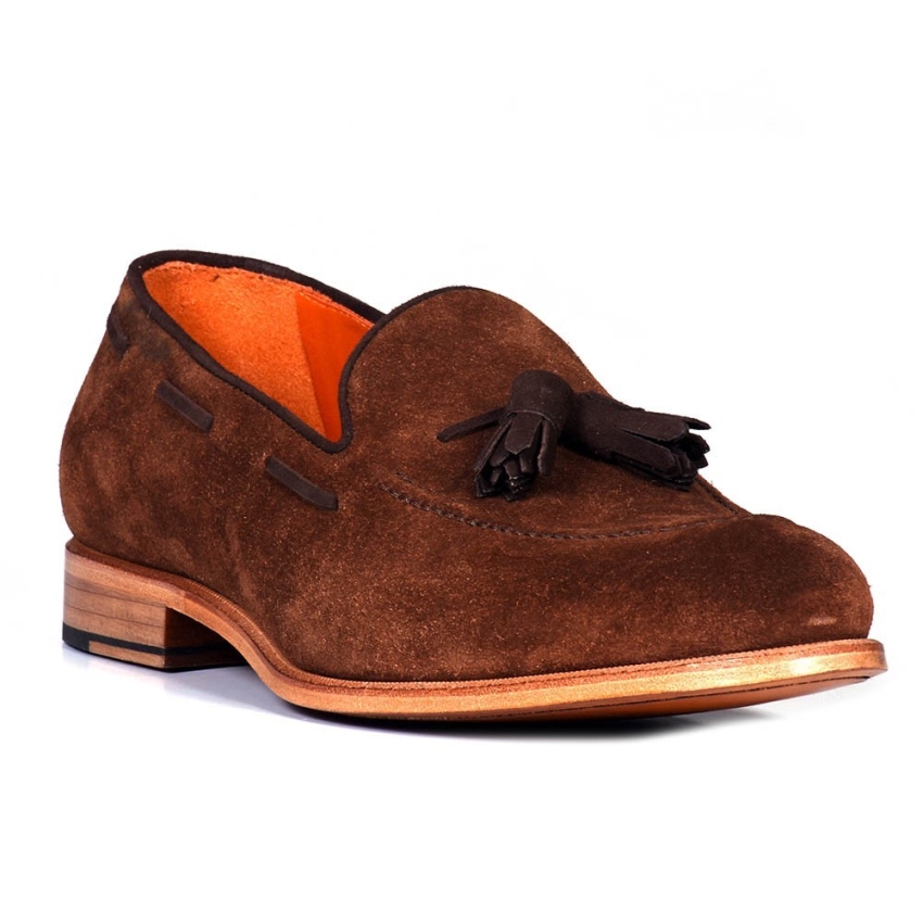 MOCASIN ANTE MARRON Y BORLAS SUELA MADERA BLACKCAPE